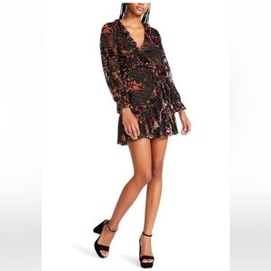 Betsey Johnson Burnout Velvet Wrap Dress Women's Dress Black